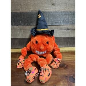 People Pals Plush Pumpkin Witch Vintage Halloween Shelf Sitter 12”